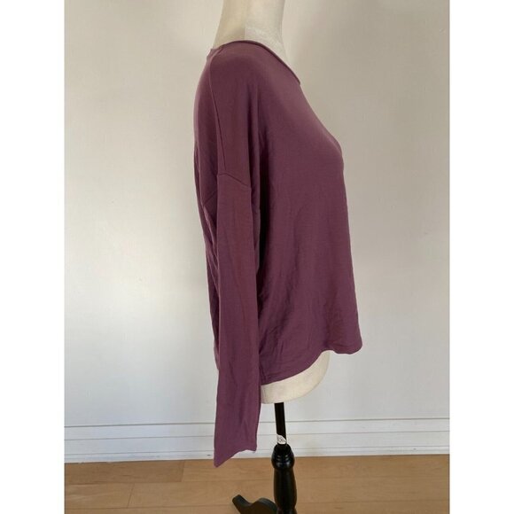 EILEEN Fisher BNWOT Women Plum Long Sleeve Top Crew Neck - Picture 3 of 7